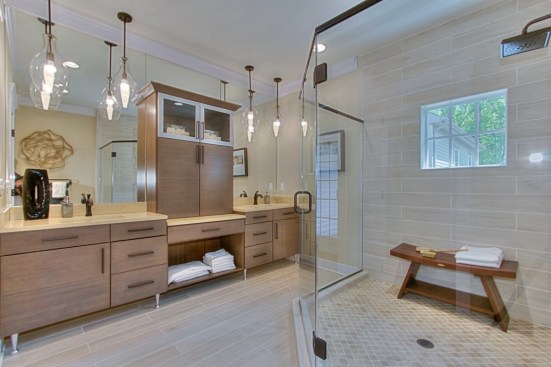 The home's master bath proves that saving water doesn't need to mean sacrificing style.