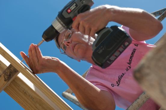 LEOGANE, HAITI (11/9/11)-Brenda Suits, from Cornelius, North Carolina, works with Women Build to construct a new Habitat home at the 2011 Jimmy & Rosalynn Carter Work Project.  © Habitat for Humanity International/Ezra Millstein