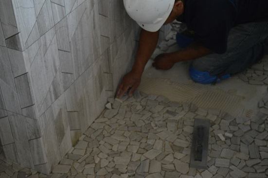 The tile was carefully installed by hand.