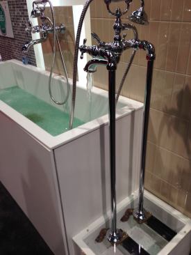 With freestanding tubs gaining more use in bathroom designs, Moen has added floor-mounted tub fillers to two of its popular collections: traditionally elegant Weymouth and sleek, modern Arris. A specialized installation system makes adding a freestanding tub filler easier for builders and remodelers, and helps make the stand more secure. Choose from chrome or brushed nickel to complete your next spa bathroom project.