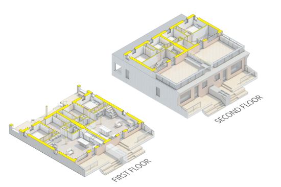 A floor plan of the duplex.