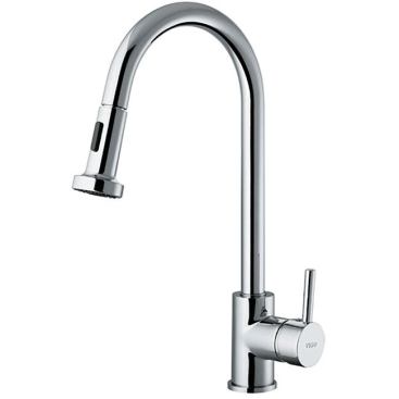 Vigo Industries Priced at $125 on  
overstock.com, the Beverly faucet has the look of a high-end product. It measures 17.5 inches high and features solid brass construction and a ceramic disc cartridge. The product is shown in a polished chrome finish. 
www.vigoindustries.com.  
 
