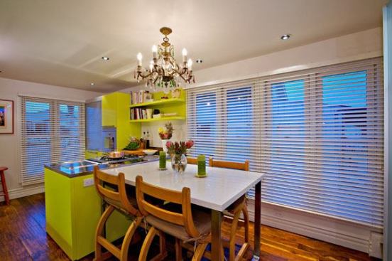 The table is 36 inches high, helping it double as a work counter. "You don't want a low counter when you're 6-feet tall," says Wilson-Wirth.