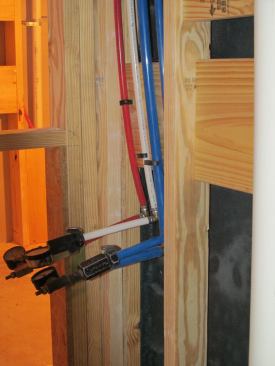 Water and gas lines are pressure-tested before appliances and fixtures get installed and the module is shipped to a jobsite. Electrical wiring goes through the same testing regimen.