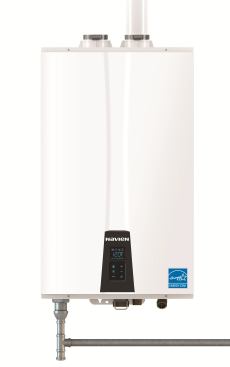 Navien The NPE-Advanced series gas heater uses ComfortFlow technology with an internal buffer tank and recirculation pump to maintain a steady stream of heated water and eliminate “cold water sandwiches” common with tankless systems. Half-inch gas connections and 2-inch PVC venting ensure installation time comparable to traditional tank heaters. The technology delivers cooled exhaust gas and up to a 0.97 EF rating. 
www.navienamerica.com