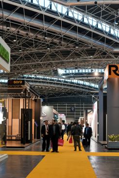 Walking through one of the eight pavilions at Cevisama 2013.