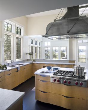 Brushed stainless steel and cable. Project: Anigre Kitchen, Riverside, Conn.; Designer/Fabricator Austin Patterson Disston Architects, Southport, Conn.