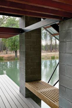 Built-in benches give the owners and their guests a comfortable place to sit and enjoy a summer evening.