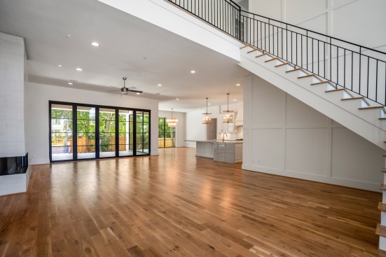 Living Room with finished red oak floors 