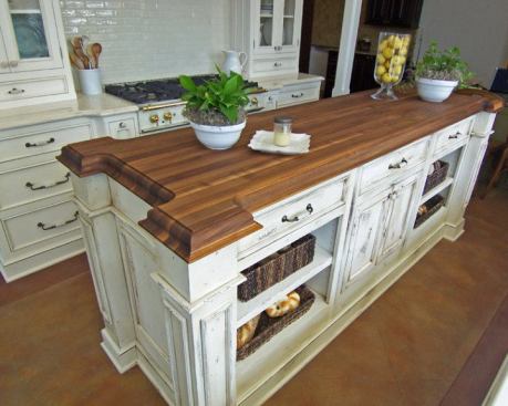 Grothouse Lumber  Wood may not seem as sexy as the latest alternative surfacing material, but in the right hands nothing beats it. The company fabricates wood countertops and islands in any shape and design and does so in 20 stock species or more than 40 special order selections. This island by Artisan Kitchen and Bath in New Orleans is made from 2 1/4-inch-thick, edge-grain walnut with a medium Roman ogee treatment. Consumers can expect to pay anywhere from $90 to $455 per square foot. 
www.glumber.com.