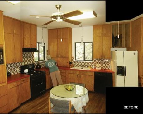 The original kitchen's small windows did not take advantage of the view.