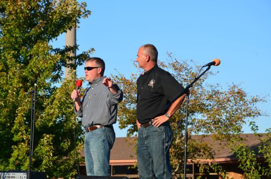 Joplin homebuilder Charlie Kuehn (right) with Sam Clifton of Millstone Custom Homes in Nixa, Missouri. Clifton and Kuehn were the two lead builders on site for the seven-day, seven-home Extreme Makeover build in Joplin in October, 2011."