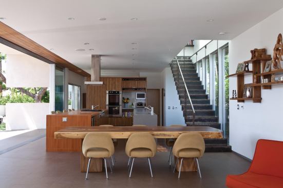 2012 rada  kitchen / merit  Appleton Living Kitchen by Minarc, Venice, Calif.   principals in charge/interior designers: Erla Dögg Ingjaldsdóttir, Assoc. AIA, and Tryggvi Thorsteinsson, Assoc. AIA, Minarc; general contractor: Core Construction, Apple Valley, Calif.; project size: 449 square feet (kitchen); construction cost: $300 per square foot; photography: Art Gray.   With upper cabinets limited to a single end wall, the kitchen opens to light and views along its two outside walls.