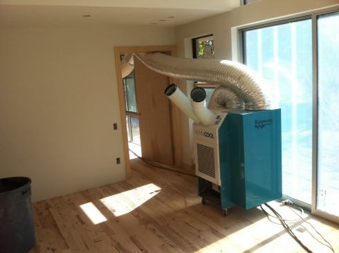 We condition the house post-floor install to keep the moisture content of the wood consistent.  RH of the house should be maintained under 60%.  I use portable AC's in the summer along with Dehumidifiers to keep the RH below 60%.