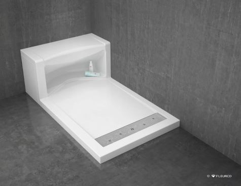 Alessa Shower Base
. One of two new shower bases with integrated seating and storage, the Alessa has a curved seat for comfort and easy-reach storage inside the shower. Fluerco. 
www.fleurco.com.