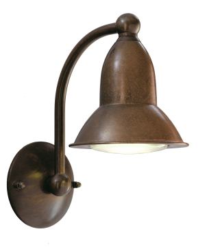 The exterior brass sconce from the Sunset line is 12 1/2-inches tall with a 5 1/2-inch canopy diameter. It is made from aged brass and is also available in a brushed silver finish.