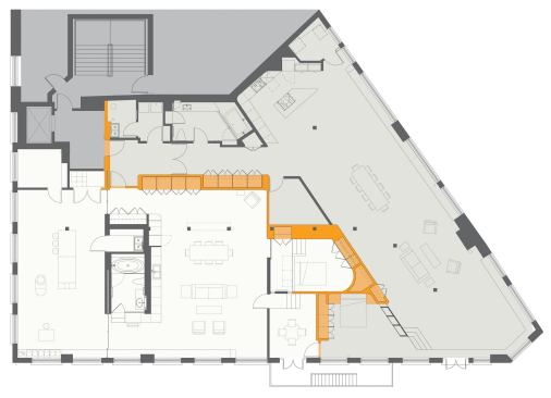 The loft's floor plan.