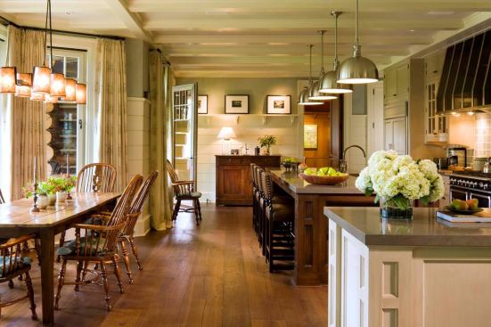 Designed as a year-round family retreat, the home's breakfast nook and island seating make ample space for meal prep and a kid’s table. 
Project:
Colorado Mountain Home; 
Architect: Shope Reno Wharton, South Norwalk, Conn.; 
Builder: Hansen Construction, Aspen, Colo.