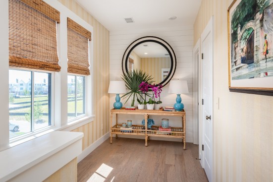 While the whole Butterfly Garden Cottage village features white exteriors, the designers added pops of color in the interiors.