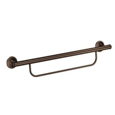 Iso grab bar in a bronze finish with an integrated towel bar.