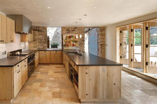 Casework was made from oak reclaimed from a 100-year-old barn.