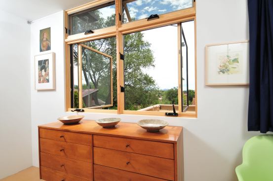 The guest bedroom is called The Treehouse for its leafy views.