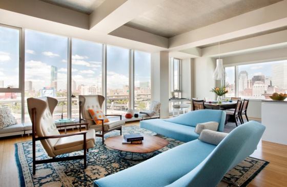 Hutker Architects has three apartment projects in the works right now. All are the result of clients seeing this 1,150-square-foot one-bedroom Boston apartment that Hutker designed for his family. The architect designed all of the furniture—built-ins and otherwise—so that he, his wife, and their two college kids could comfortably cohabitate. “It’s about designing architectural installations that create living spaces,” Hutker says. “One move transforms an apartment completely.”