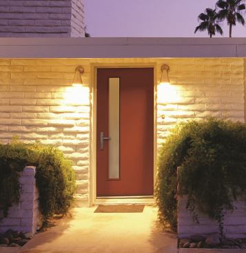 Raucous orange on the Linea door style from Therma-Tru's Pulse collection.