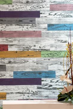 Tau took a pop art approach with Grafiti, its version of printed wood tiles.