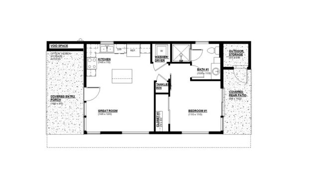 Modern ADU house plan 895-148 floor plan. See more details at Houseplans.com.