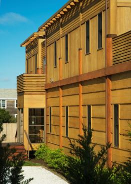 Located on a coastal dune, this home’s wood exterior evokes the piers of Provincetown Harbor, as well as Cape Cod’s history of boat-making, fishing, and whaling. Location: Provincetown, Mass.; Architect: Michael Winstanley