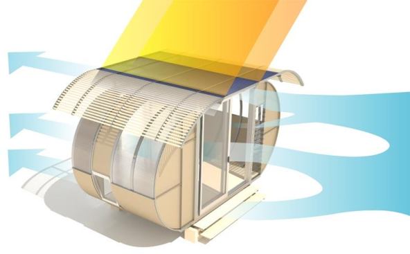 This rendering shows how the solar trellis works.