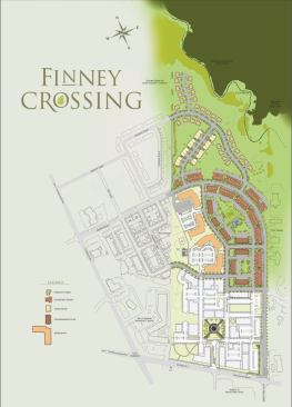 FINNEY CROSSING The site is adjacent to open land to the north and mixed-use development such as a pharmacy, a grocery, restaurants, a movie theater, and a community college to the south.