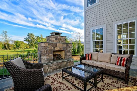 An outdoor sitting area at an Integrity home at Willowsford.