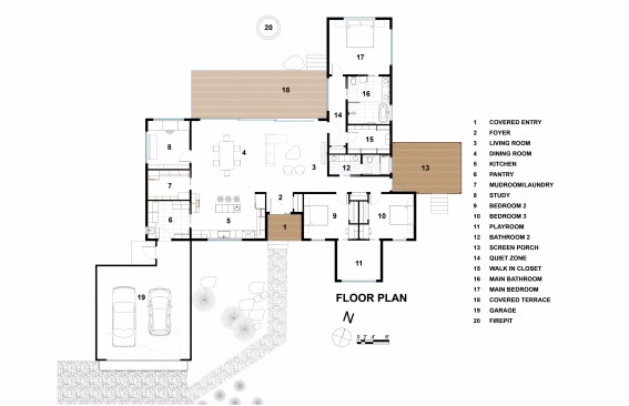 The floor plan -- open, airy, and a seamless progression of spaces.