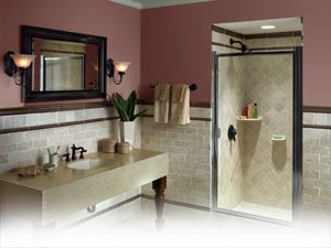 Questech tumbled marble tiles feature a water- and stain-resistant sealer with an antimicrobial treatment to inhibit the growth of bacteria and mold. Cast stone accessories include corner shelves and soap dishes. Products come with a lifetime guarantee. Questech. 802.773.1228. www.questech.com.