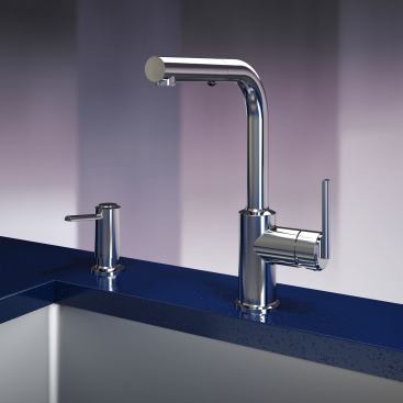 The Cit&eacute; faucet from Kalia comes in pull-out and pull-down spray models, as well as two smaller models designed for secondary food prep sinks. The solid brass faucet features a multi-functional, extensible/retractable hand-held spray with a silent nylon hose and an ergonomic handle. Kalia, www.kaliastyle.com; 418.386.1646.