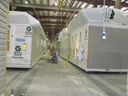 IBS applies rubber-coated oriented strand board to its exterior walls to reduce air infiltration into its modules, which are like “giant bubbles” when they’re completed, quips Gizienski.