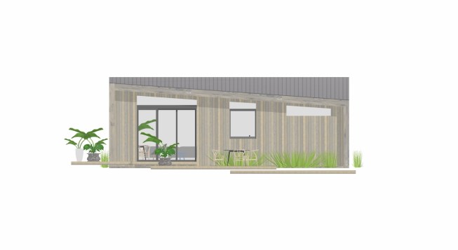 Abodu unit front elevation, designed in collaboration with U.K.-based Koto Design.