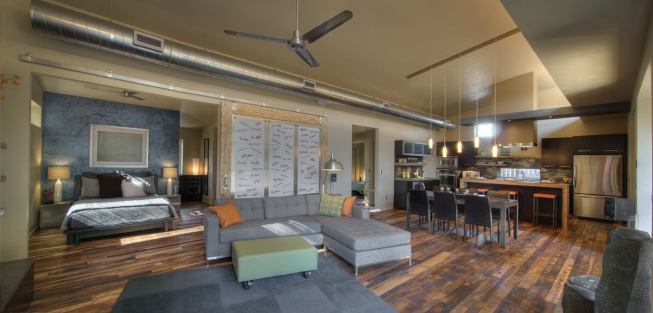 An open floor plan and attention to window placement boost the amount of natural light infiltrating the space.