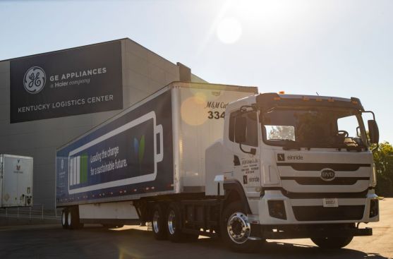 To further sustainability, GE Appliances deploys electric freight vehicles in Kentucky, Georgia, and Tennessee on heavily used routes between its U.S. plants and logistics centers.