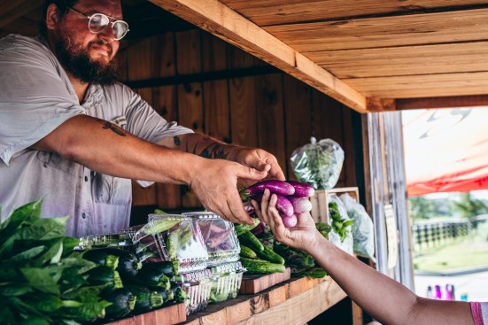 Harvest Green residents can purchase produce at the community’s farm stand or participate in the Veggie Share delivery service.