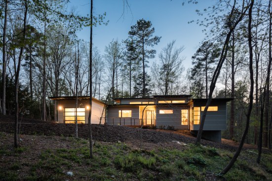 Front elevation, twilight