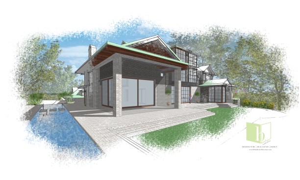 Shingleview - view form rear over pool