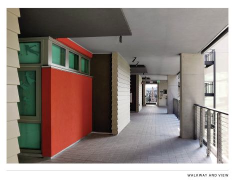 Outdoor spaces were a priority, with bright color warming up industrial materials and a modern edge. 