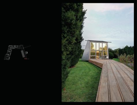 Deck boards are oriented to the grain of movement and woven together to turn the corner.