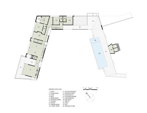 The house’s main level holds the living and sleeping quarters.