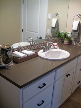 The bathrooms feature low-flow plumbing fixtures and fittings.