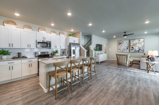 On the first floor of each home, residents have a combined kitchen, living, and dining room.