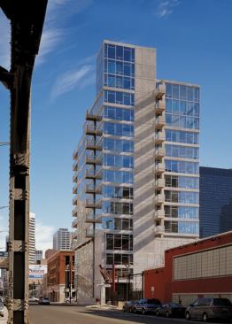 Varied building volumes echo the diverse character of the surrounding neighborhood.